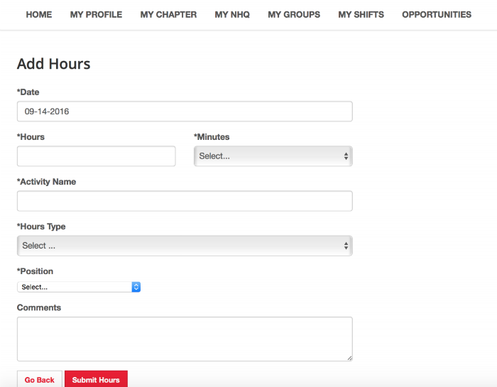 Add hours in this form